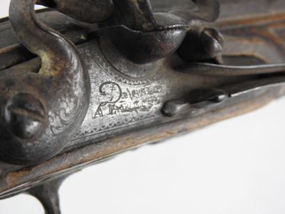 FRANCE. Flintlock pistol with walnut frame,...