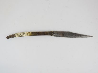 SPAIN. Large Navaja knife with handle decorated...