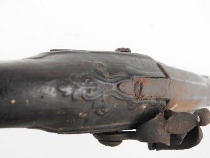FRANCE. Small flintlock travel pistol with...
