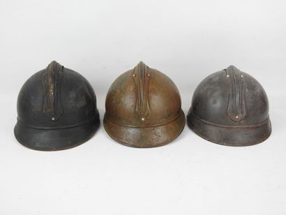 FRANCE. Lot of 3 Adrian helmet shells model...