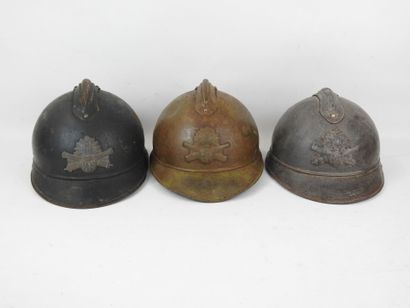 FRANCE. Lot of 3 Adrian helmet shells model...