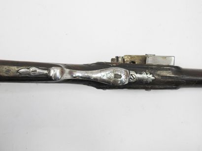 SPAIN. Hunting rifle with carved walnut frame,...