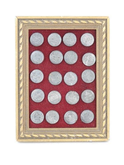 BUTTONS. Suite of 20 flat pewter buttons...