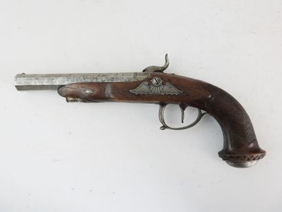 FRANCE. Officer's percussion pistol, walnut...