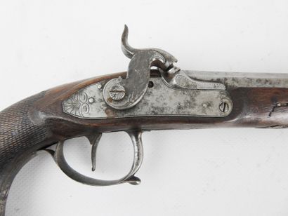 FRANCE. Officer's percussion pistol, walnut...