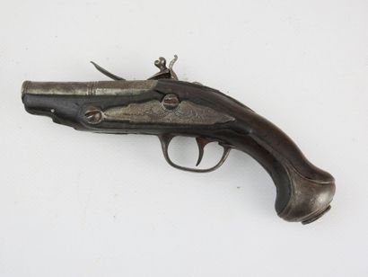 FRANCE. Small flintlock travel pistol with...