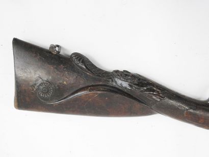 FRANCE. Single shot flintlock shotgun converted...