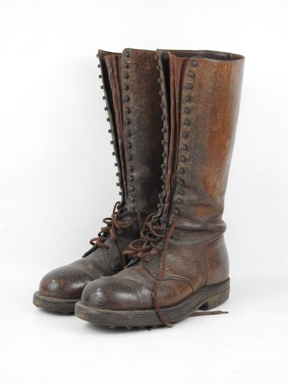FRANCE. EQUIPMENT. Pair of brown leather...