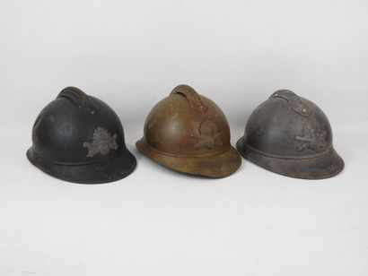 FRANCE. Lot of 3 Adrian helmet shells model...
