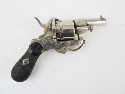 BELGIUM. Small nickel-plated steel pinfire...