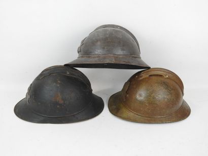 FRANCE. Lot of 3 Adrian helmet shells model...