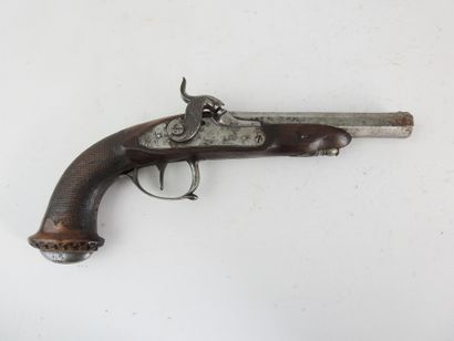 FRANCE. Officer's percussion pistol, walnut...