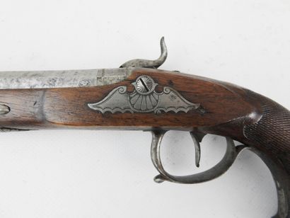 FRANCE. Officer's percussion pistol, walnut...
