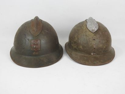 FRANCE. Lot of 2 Adrian helmets model 1926...
