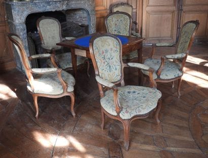 Suite of five armchairs cabriolets in natural...