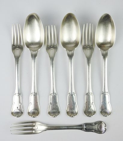 Suite of three silver flatware, Paris 1767-8...