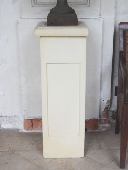Pair of cast iron Medici vases resting on...