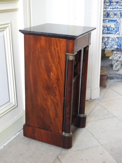 Mahogany and mahogany veneer bedside table,...