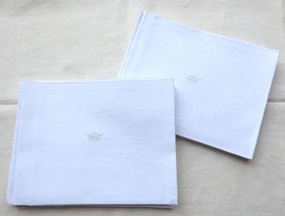 Twelve damask napkins of Flowers and Medallion...