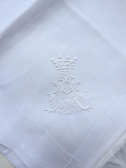 Eleven handkerchiefs embroidered crowns or...