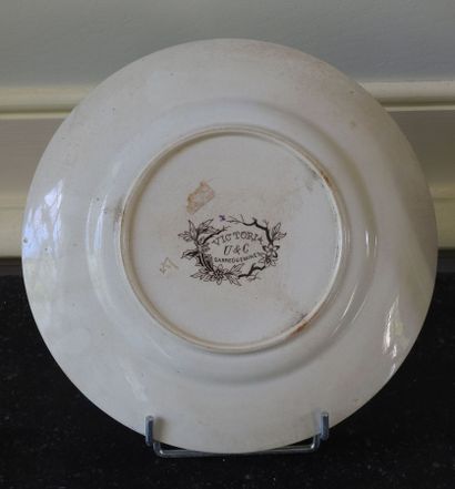 SARREGUEMINES: Pair of plates decorated in...