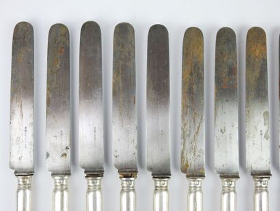 Suite of twelve large knives with steel blade...