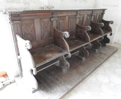 Church stall with four seats in molded and...