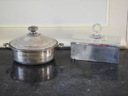Lot including a silver plated box of rectangular...