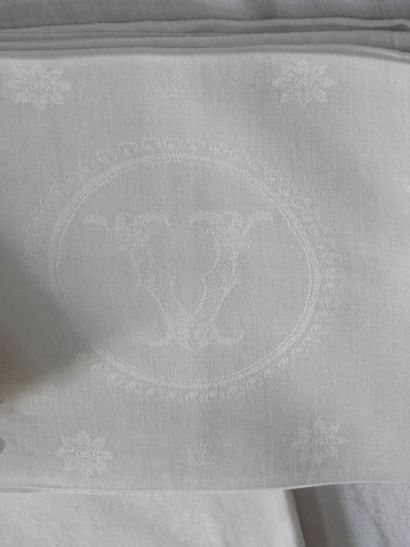 Ten napkins of the Castle of Valençay, numbered...