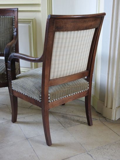 Pair of mahogany armchairs, the armrests...