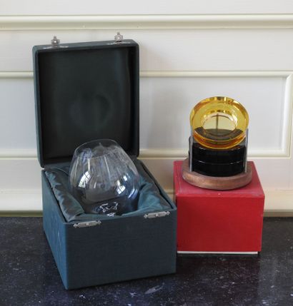 Lot including a crystal cognac glass with...