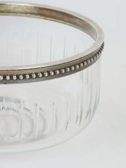 Salad bowl out of cut crystal and silver...