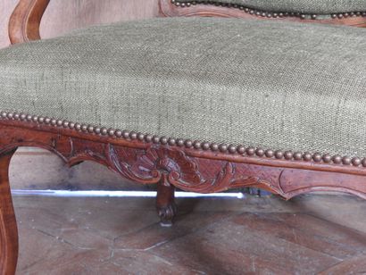 Armchair with flat back in natural wood,...