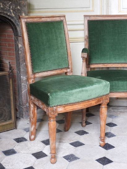 Mobilier de salon en bois naturel mouluré...