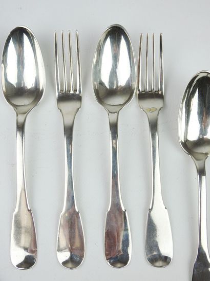 Suite of three silver cutlery, Strasbourg...