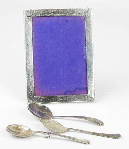 Lot including English silver picture frame...