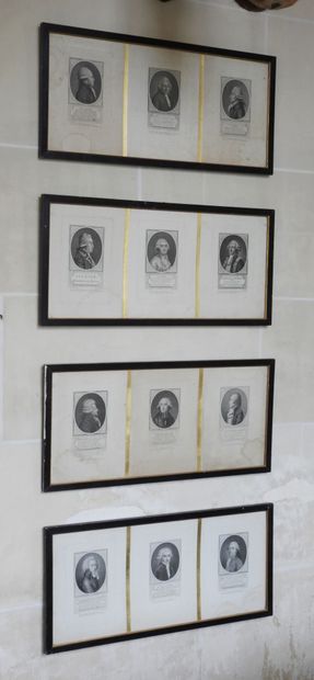 Suite of twenty-four old engravings representing...