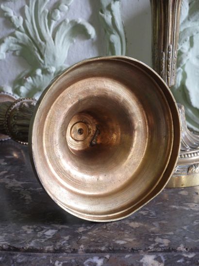 Pair of Louis XVI style gilt bronze fluted...