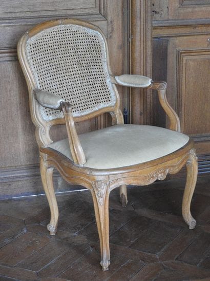 Armchair in molded and carved beech with...