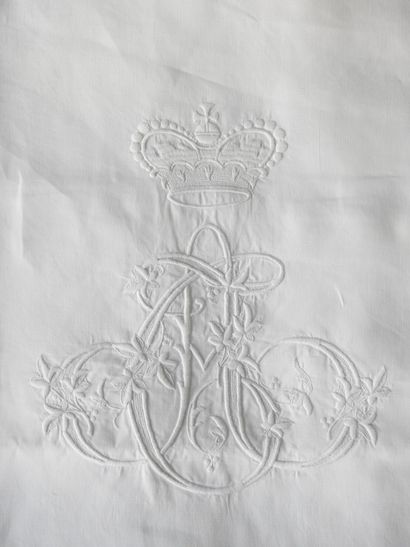 Pair of Linen Pillowcases with the Figure...