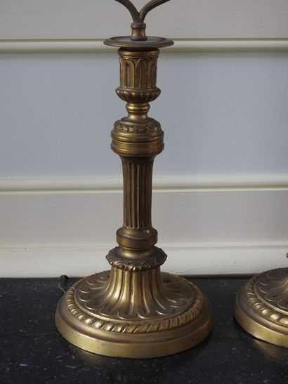 Pair of bronze candlesticks in the Louis...