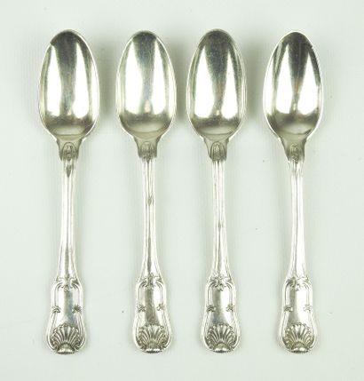 Suite of four silver coffee spoons, Paris...