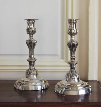 Pair of silver plated bronze torches with...