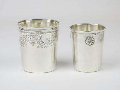Set of two silver kettledrums, minerva mark,...