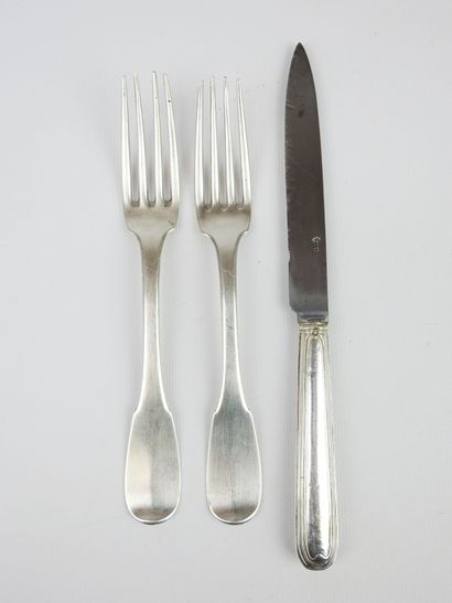 Pair of silver forks, hallmark Viellard 1st...
