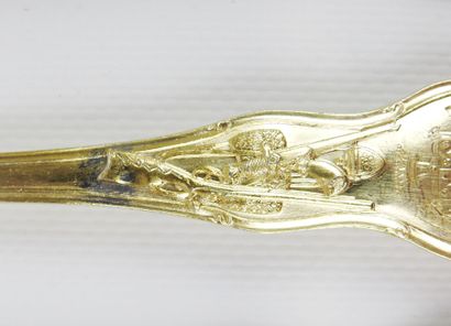 Rare silver gilt dessert set with rich decoration...
