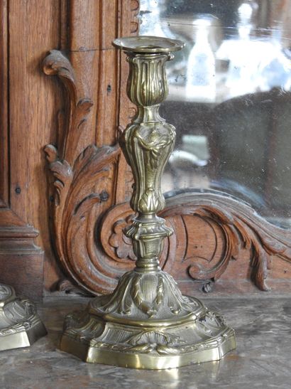 Pair of bronze torches decorated in the Louis...