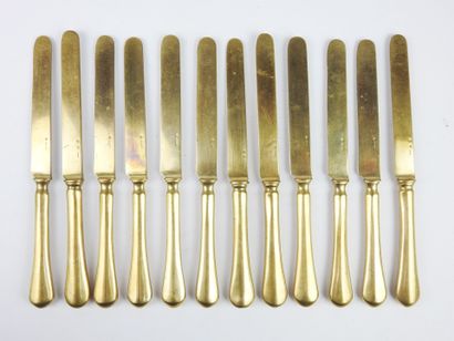 Suite of twelve gilt metal entremet knives....