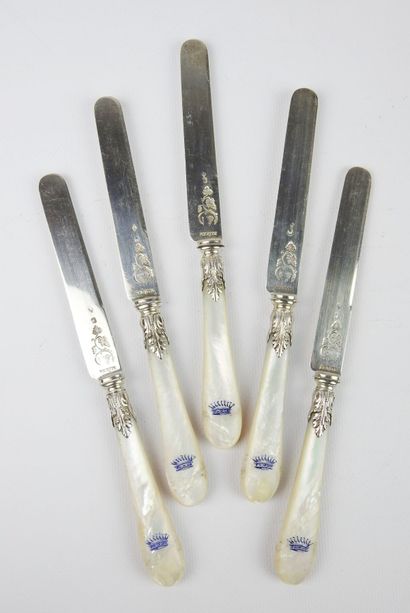 Suite of five knives for entremet silver...