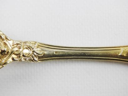 Rare silver gilt dessert set with rich decoration...